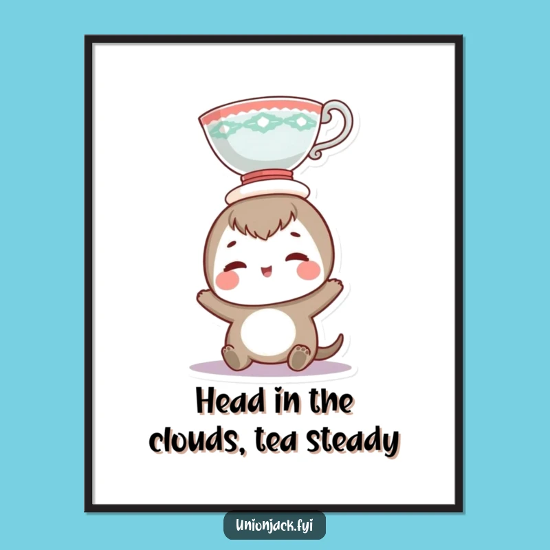 Free Printable Wall Art: Quirky Teacup Head Character Funny Downloadable Decor
