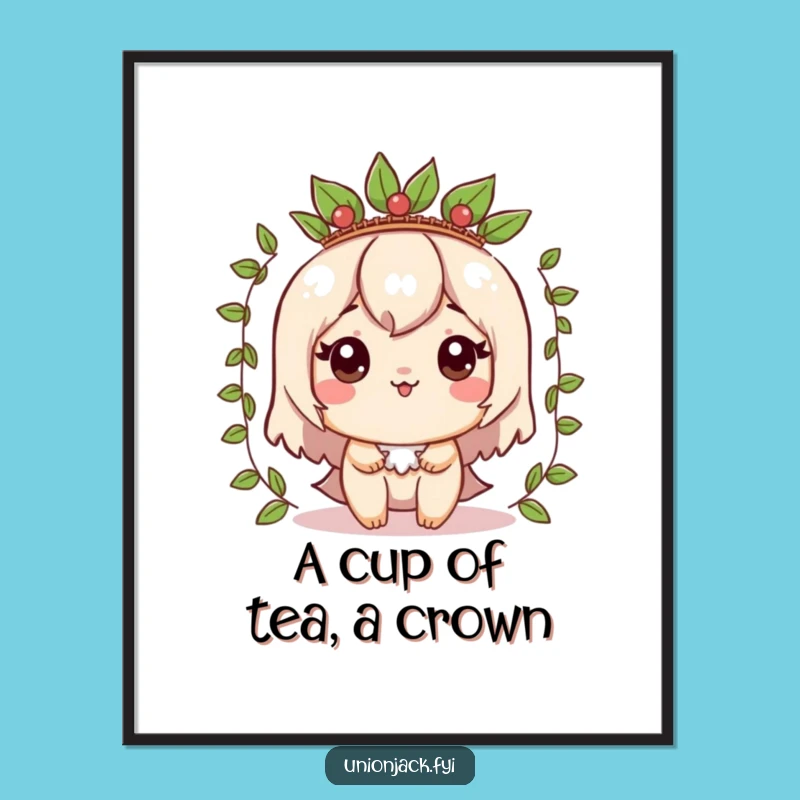 Free Printable Wall Art: Tea Leaf Crown Character Funny Whimsical Art Downloadable