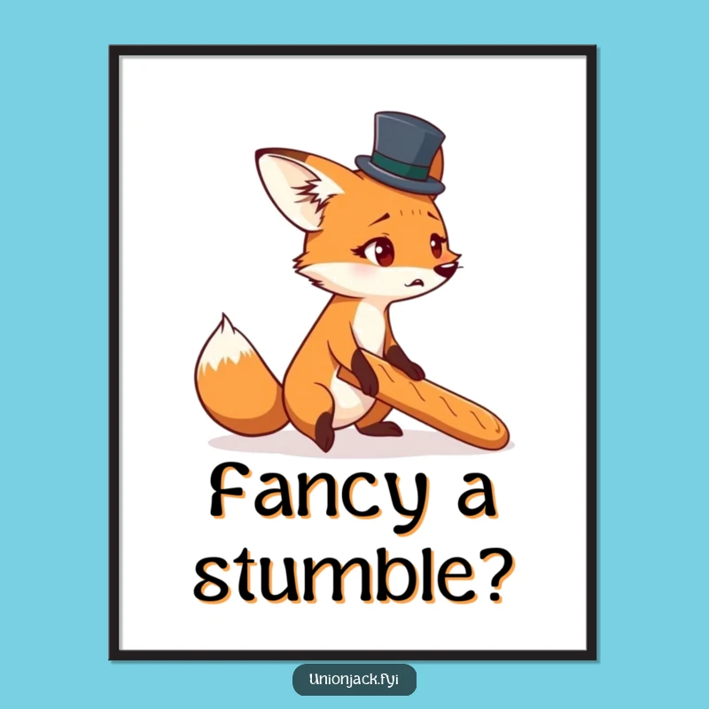 Funny Free Printable Wall Art: Fox Baguette Trip Downloadable Decor for Laughs