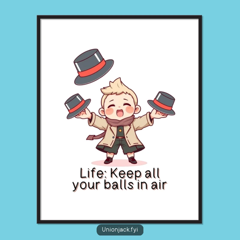 Funny Free Printable Wall Art: Juggling Hats for Whimsical Downloadable Decor