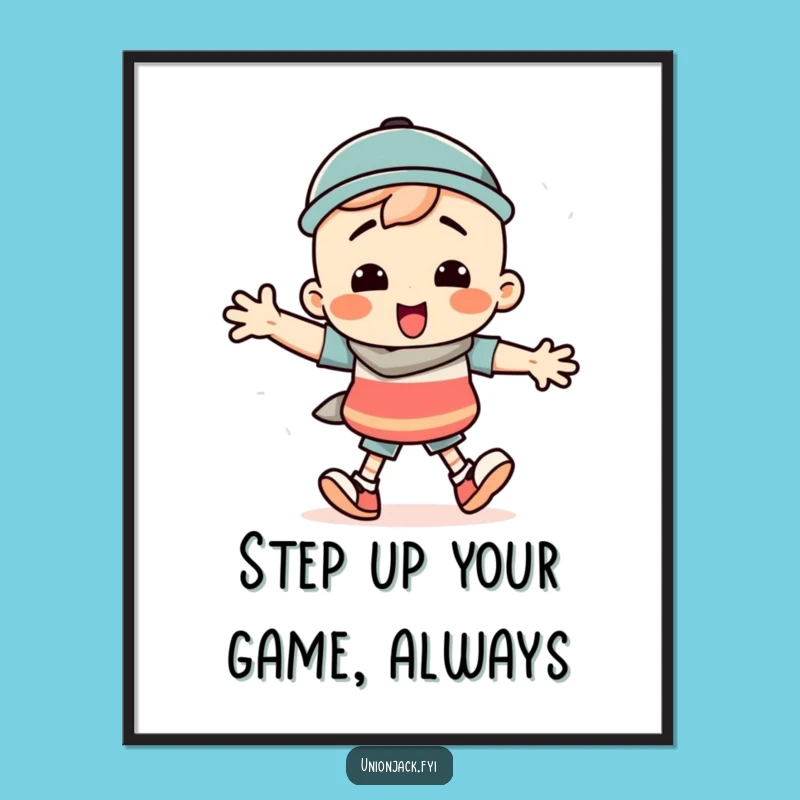 Funny Free Printable Wall Art: Silly March Character Exaggerated Steps Downloadable Decor