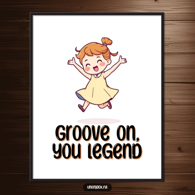Funny free printable wall art showcases a character dancing with carefree abandon, adding a vibrant splash of energy to any room.