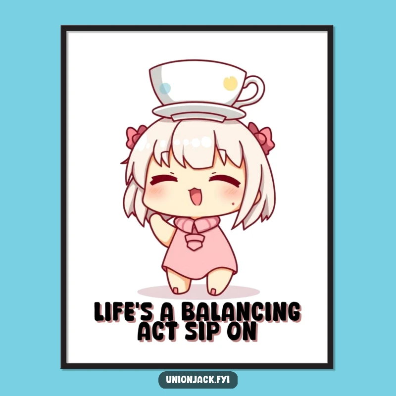 Funny Free Printable Wall Art: Winking Teacup Character Downloadable Decor