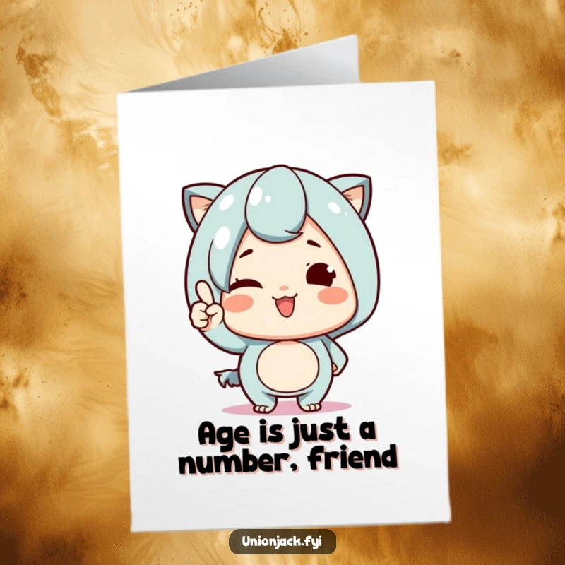 Funny Free Printable Birthday Card: Cute character winking and nodding with pride, ready to celebrate a birthday with a download.