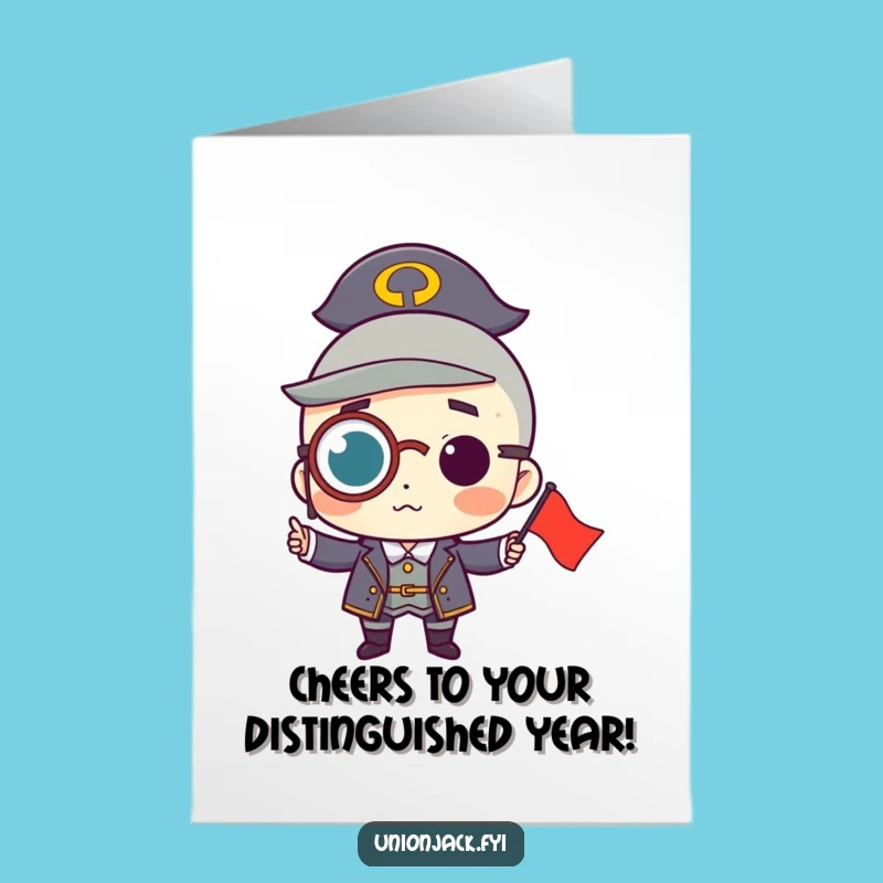 Distinguished Free Printable Birthday Card: Monocle Flag Holder, Elegant Downloadable & Print at Home Gift