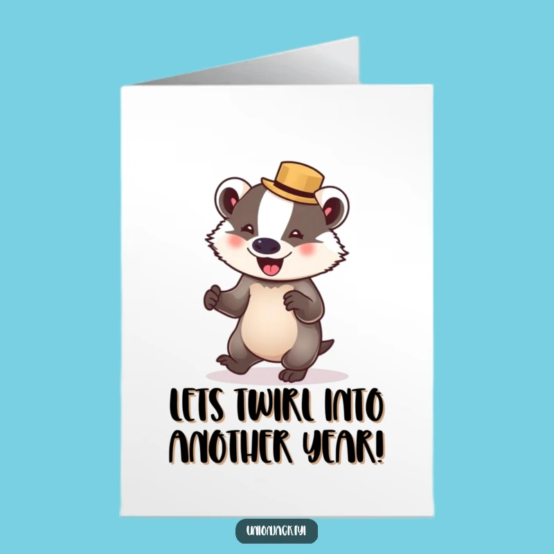 Free Printable Birthday Card: Badger Waltz Bowler Hat, Funny Downloadable Gift