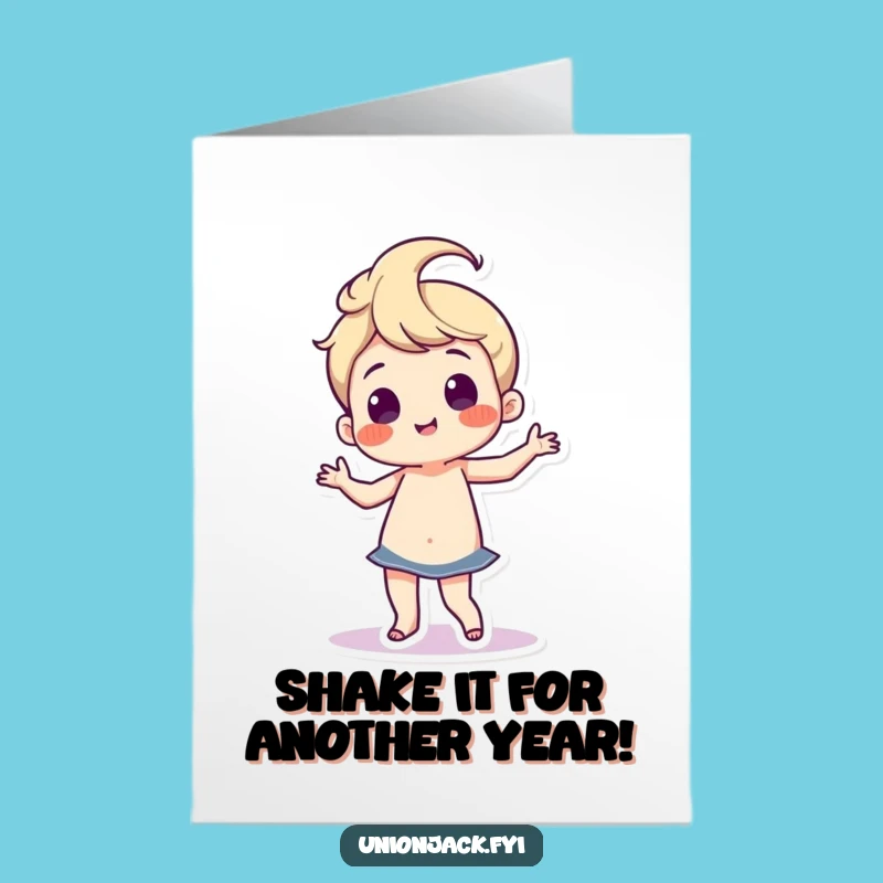 Free Printable Birthday Card: Dancing Character Celebrates Funny Downloadable Gift