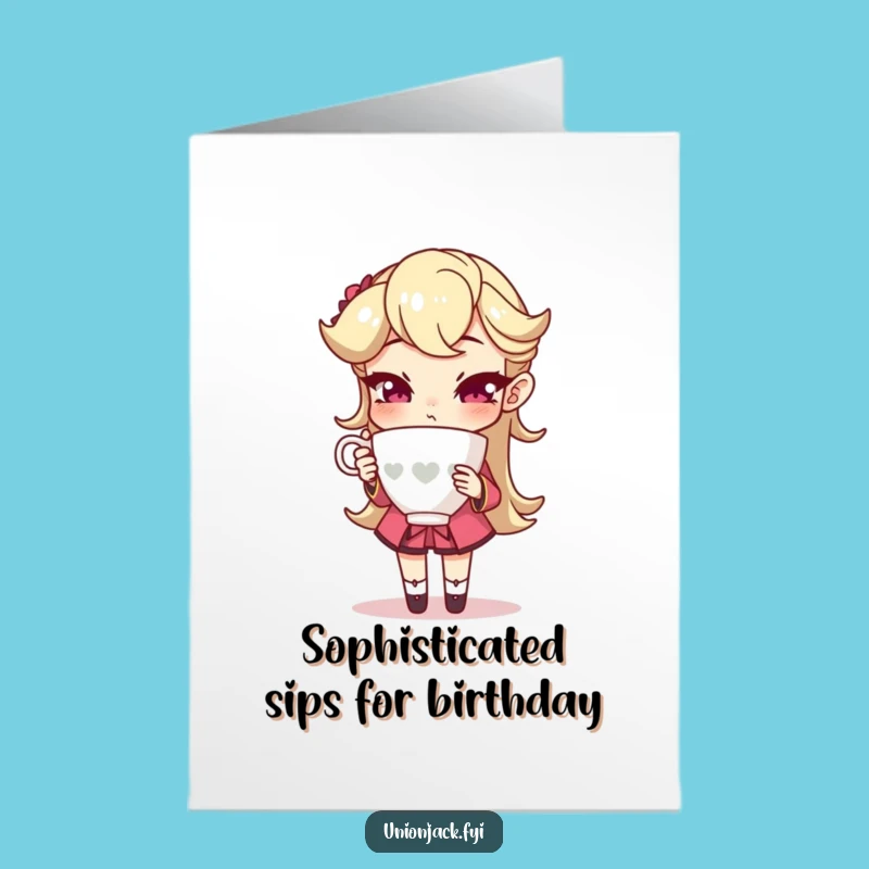 Free Printable Birthday Card: Fancy Character Teacup Birthday Funny Gift