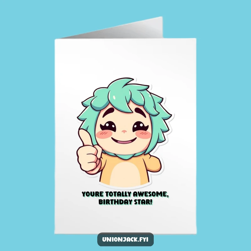 Free Printable Birthday Card: Thumbs Up Character Funny Celebration Downloadable Gift