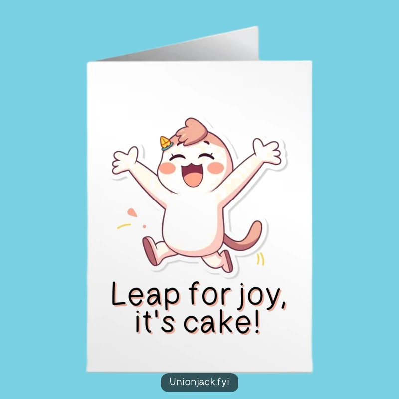 Free Printable Birthday Card: Funny Leaping Character Delight