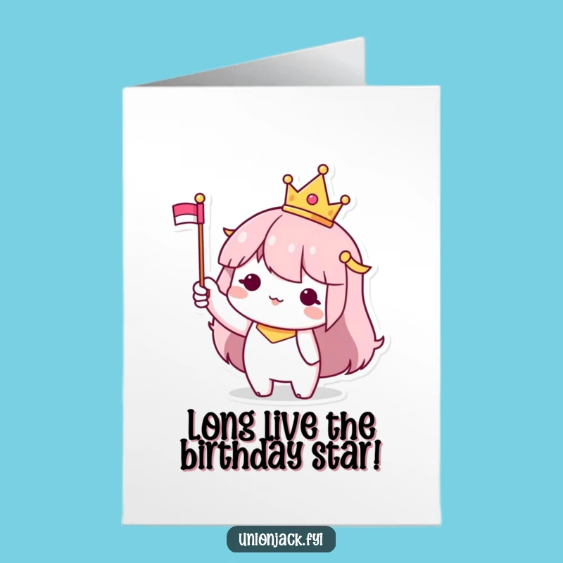 Free Printable Birthday Card: Crowned Character for a Regal Downloadable Gift