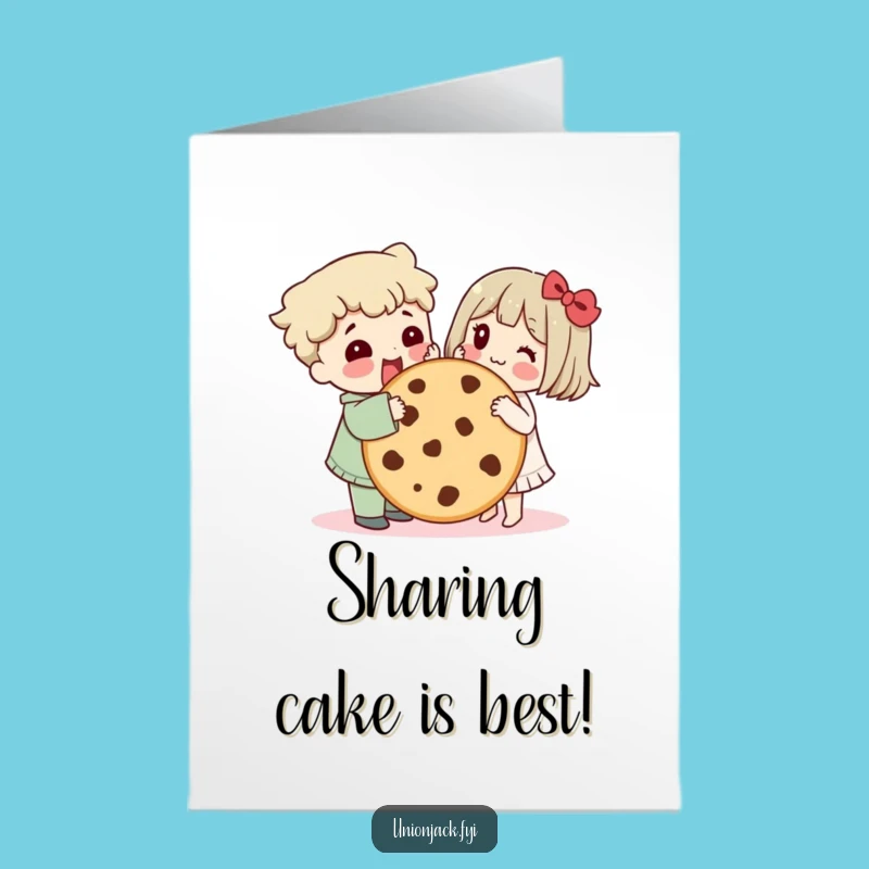 Free Printable Birthday Card: Sharing Giant Cookie Fun