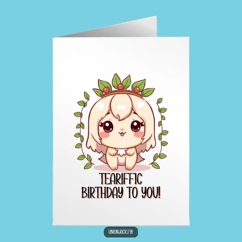 Free Printable Birthday Card: Tea Leaf Crown Funny Royal Birthday Downloadable Gift