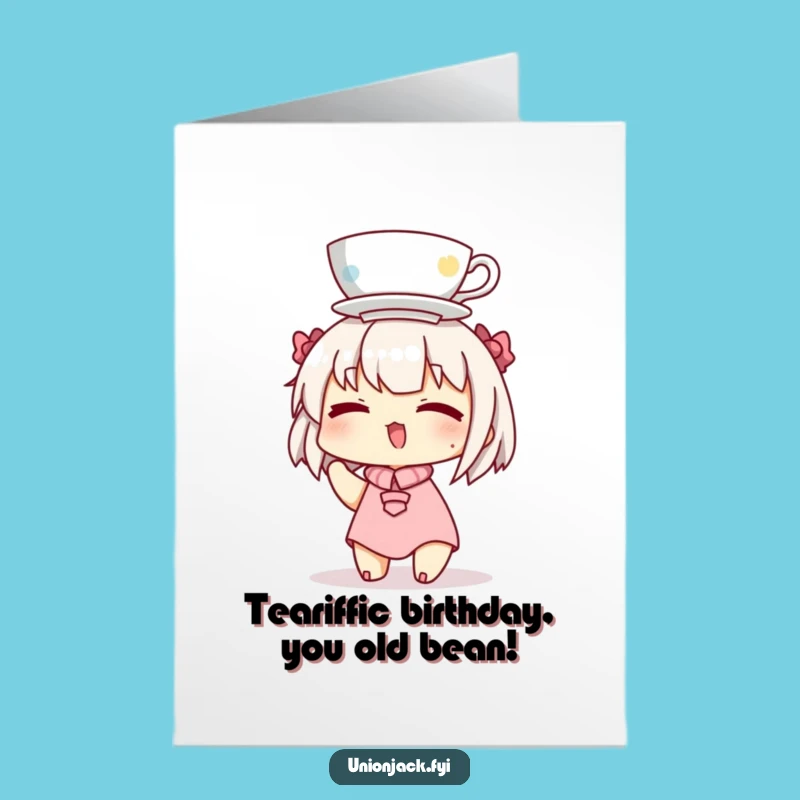 Free Printable Birthday Card: Winking Teacup Character Funny Downloadable Gift