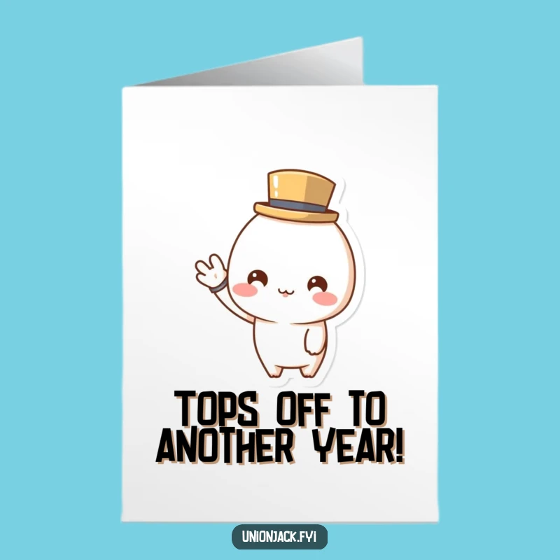 Charming Free Printable Birthday Card: Cute Top Hat Wave, Cheerful Downloadable & Print at Home Gift