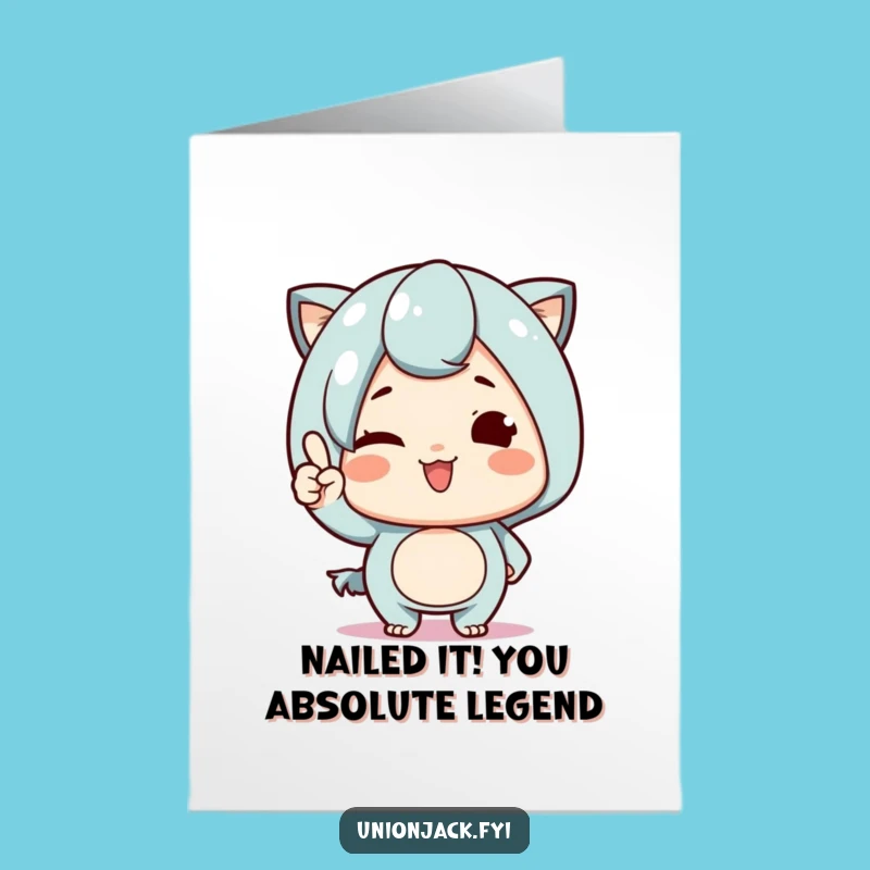 Free Printable Congrats Card: Cute Character Proud Wink Nod Funny Downloadable