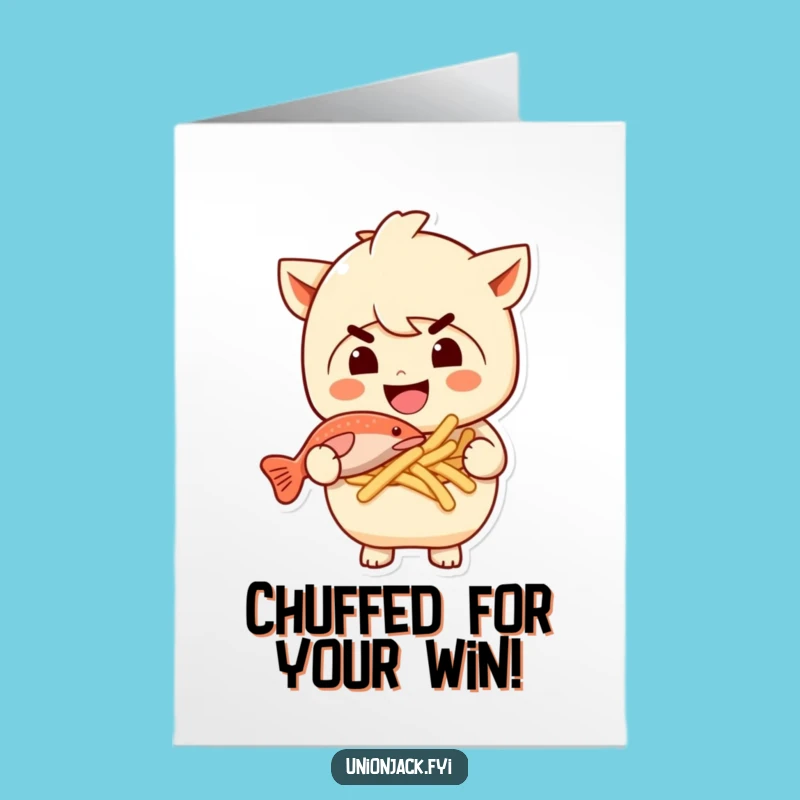 Free Printable Congrats Card: Fish & Chips Character Funny Success Celebration