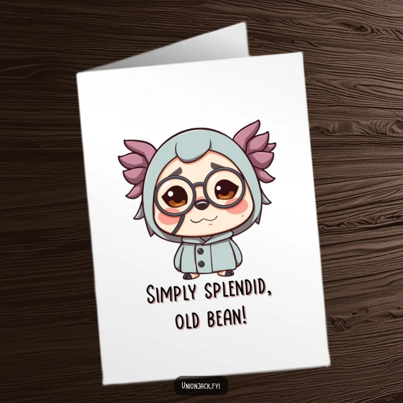 Funny Free Printable Congratulations Card showing a character pulling a funny face with a monocle perched perfectly.