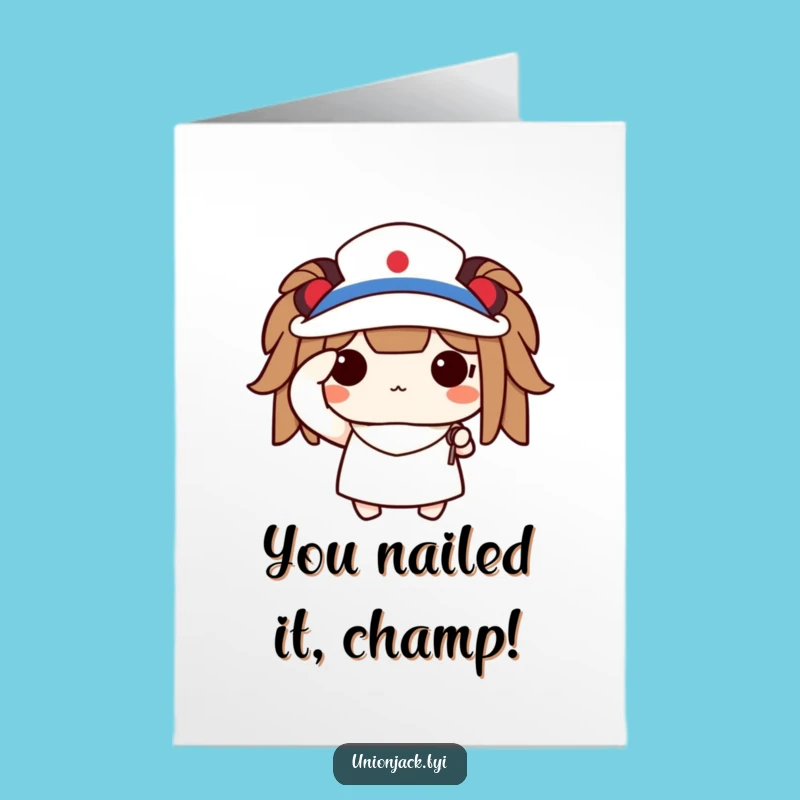 Free Printable Congrats Card: Proud Character Flag, Humorous Downloadable Gift for Success