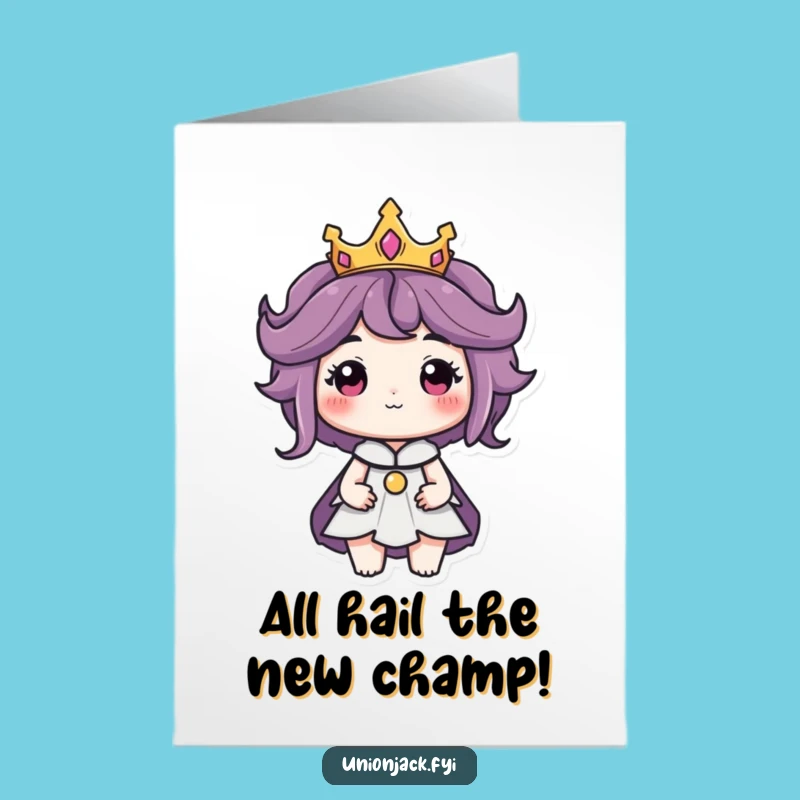 Free Printable Congrats Card: Regal Character Crown, Humorous Downloadable Gift for Winners