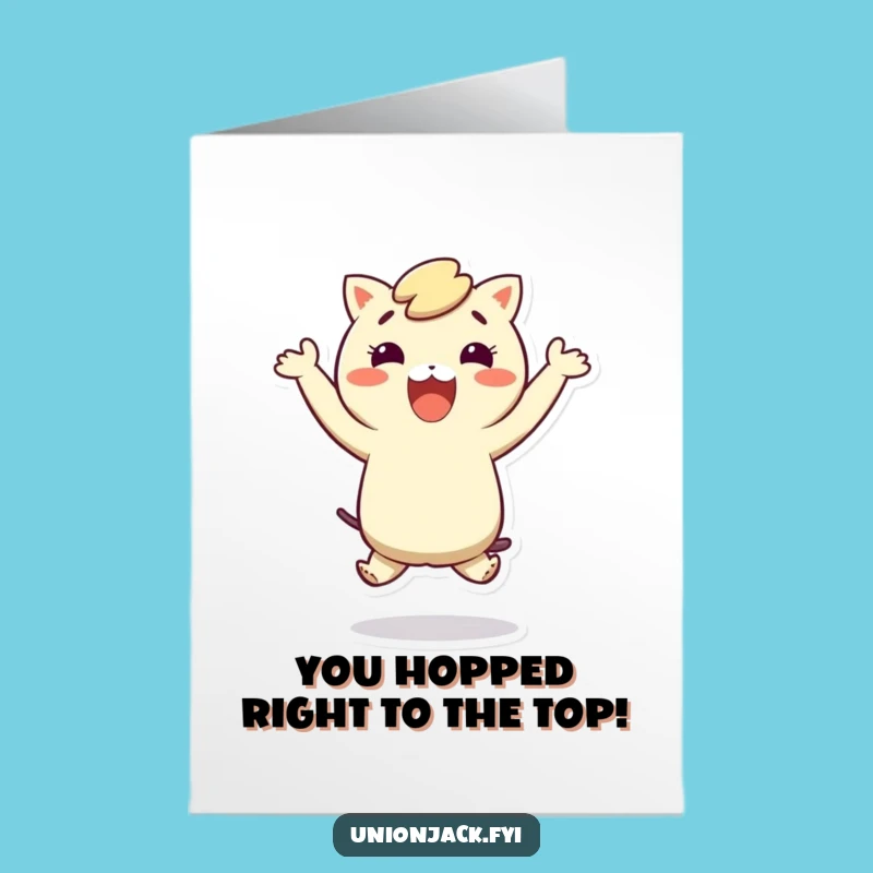 Free Printable Congrats Card: Silly Hop Character, Exciting Downloadable Gift for Big Wins