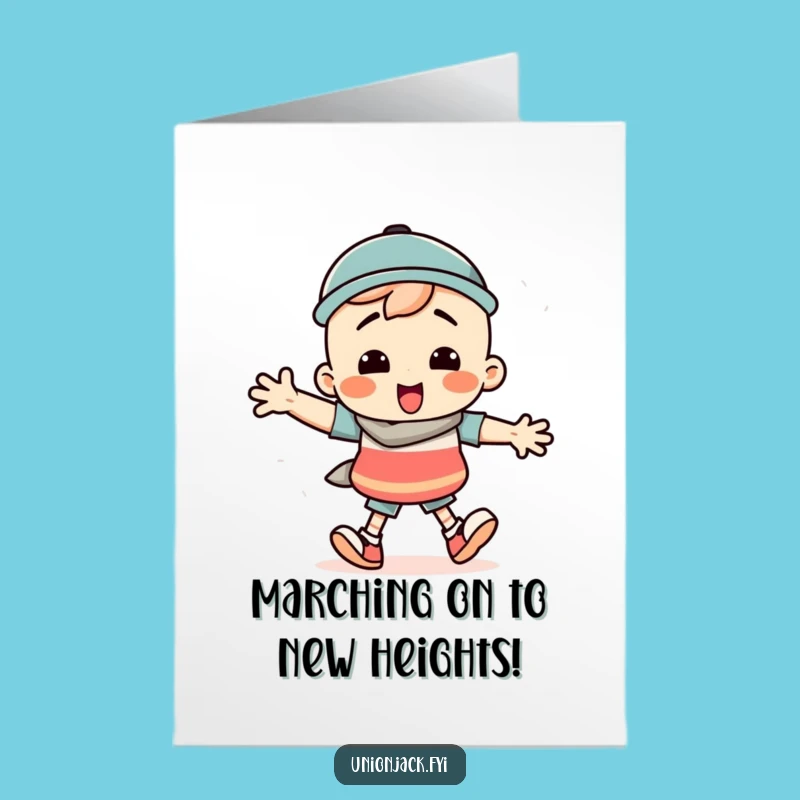 Free Printable Congratulations Card: Silly March Character Triumphant Steps Downloadable