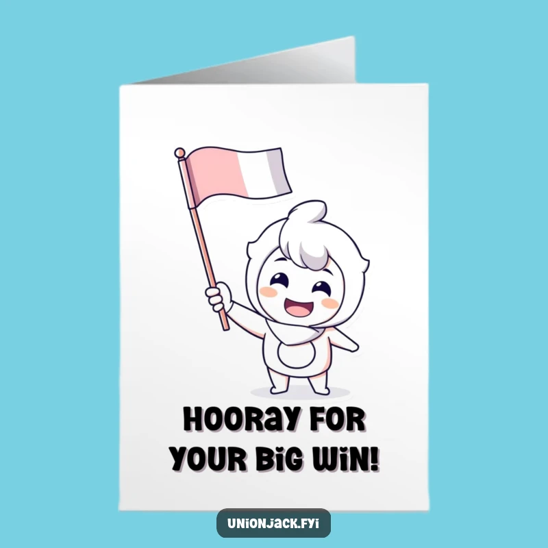Free Printable Congrats Card: Cheerful Flag Waver, Humorous Downloadable Gift for Success