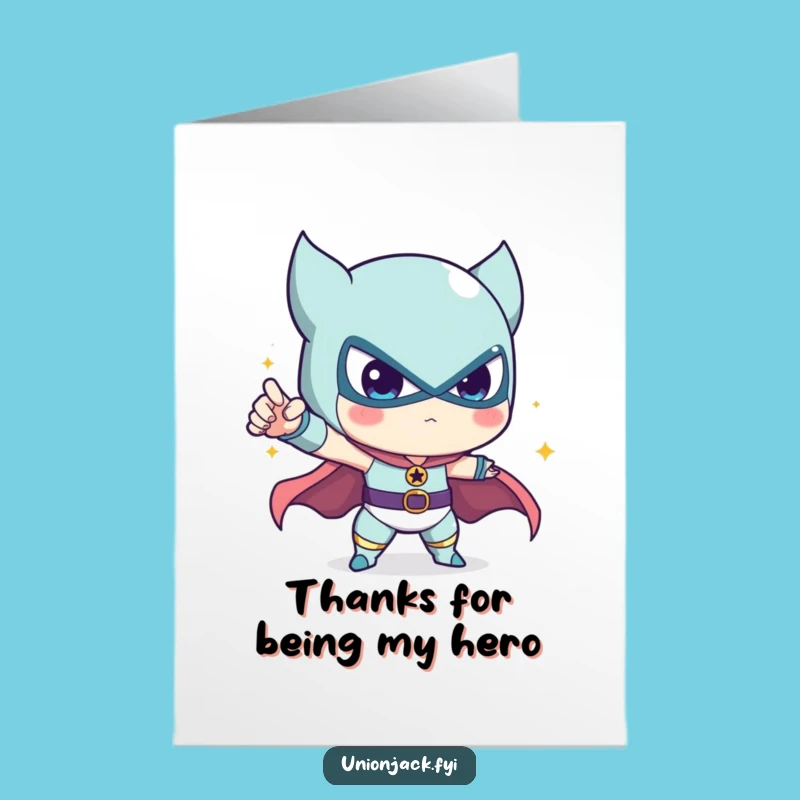 Free Printable Thank You Card: Funny Heroic Pose, Humorous Downloadable to Express Gratitude