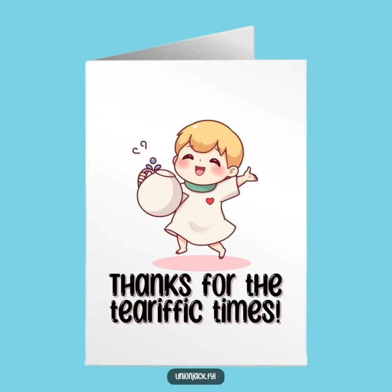 Free Printable Thank You Card: Tea Time Jig! Funny Character Downloadable Gift for Thanks