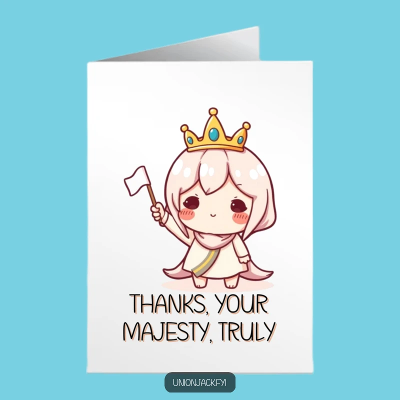 Free Printable Thanks Card: Crowned Flag Character - Regal Downloadable Gratitude