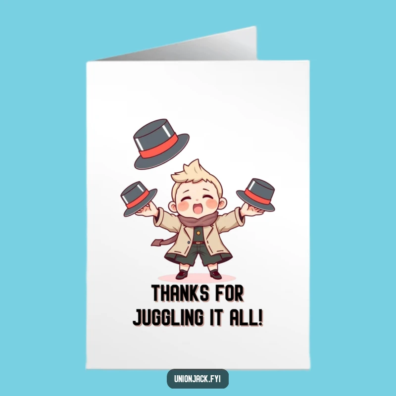 Funny Free Printable Thank You Card: Juggling Hats for a Downloadable Gift