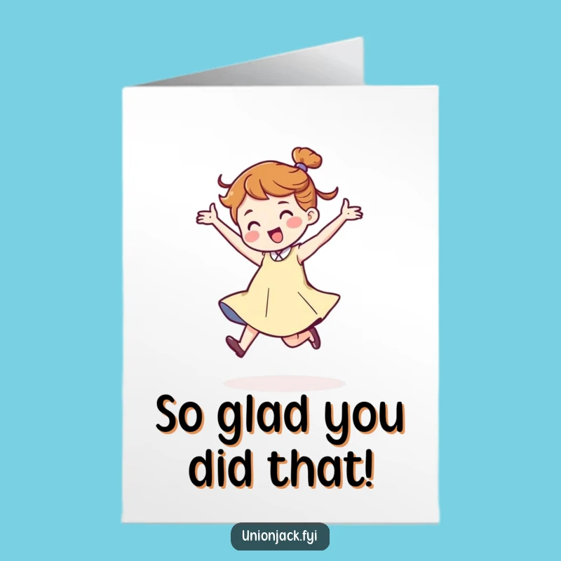 Free Printable Thank You Card: Dancing Character, Energetic Appreciation Downloadable Note