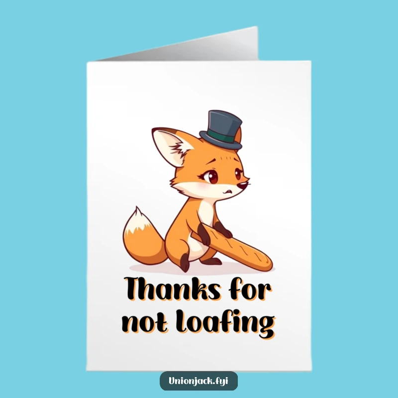 Free Printable Thank You Card: Humorous Fox Baguette Trip for a Funny Downloadable Gift