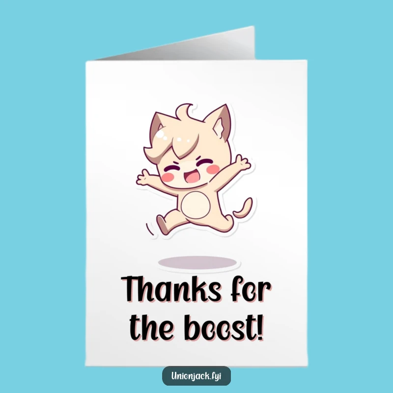 Free Printable Thank You Card: Determined Jump Character Funny Gratitude