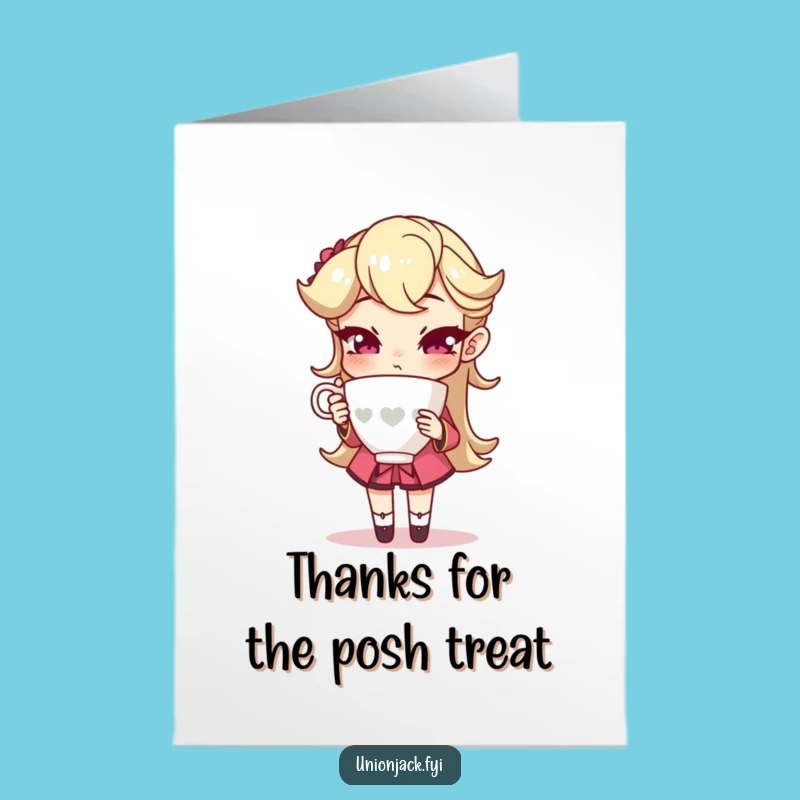 Free Printable Thank You Card: Fancy Teacup Pose Thank You Funny