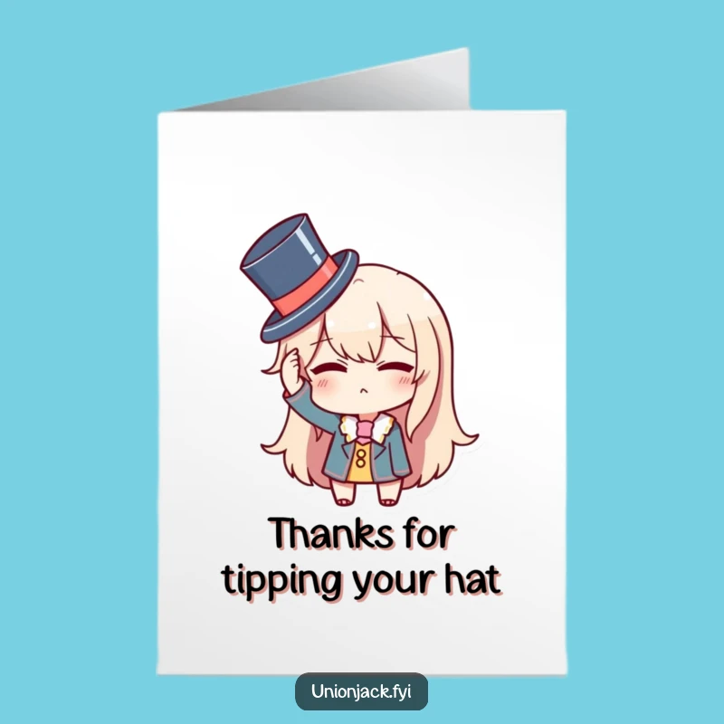 Free Printable Thank You Card: Dapper Character Winks Funny Downloadable