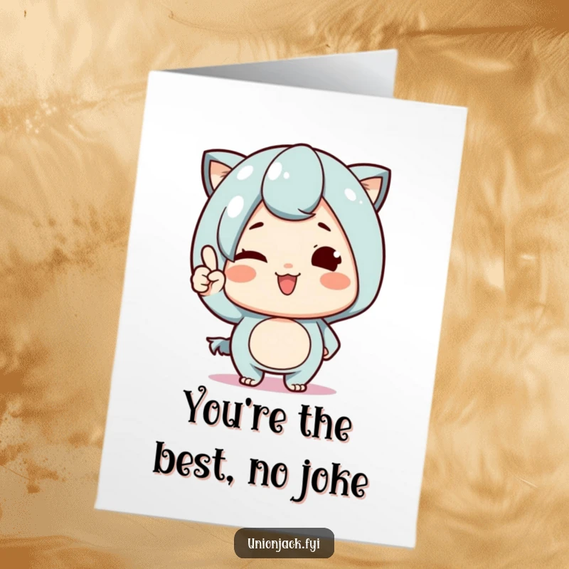 Funny Free Printable Thank You Card: A cute character gives a proud wink and nod, a humorous way to express thanks.