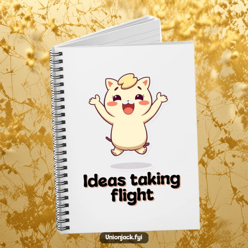 Funny notebook with a character in a silly jump, designed for jotting down notes and creative ideas.