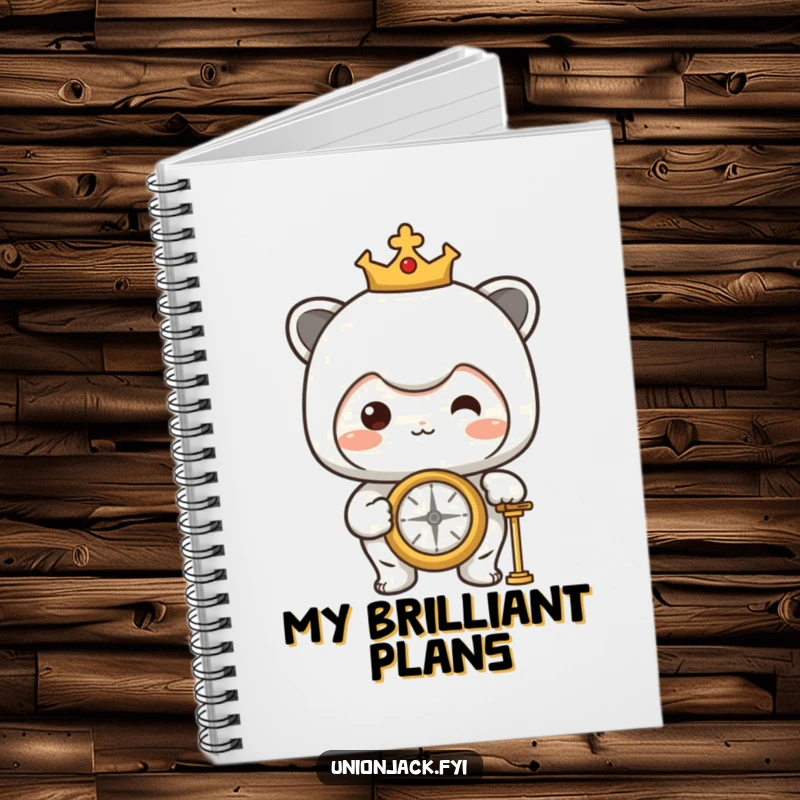 Funny Notebook: Character proudly looking at a compass, perfect for jotting down travel plans or daily thoughts with humor.