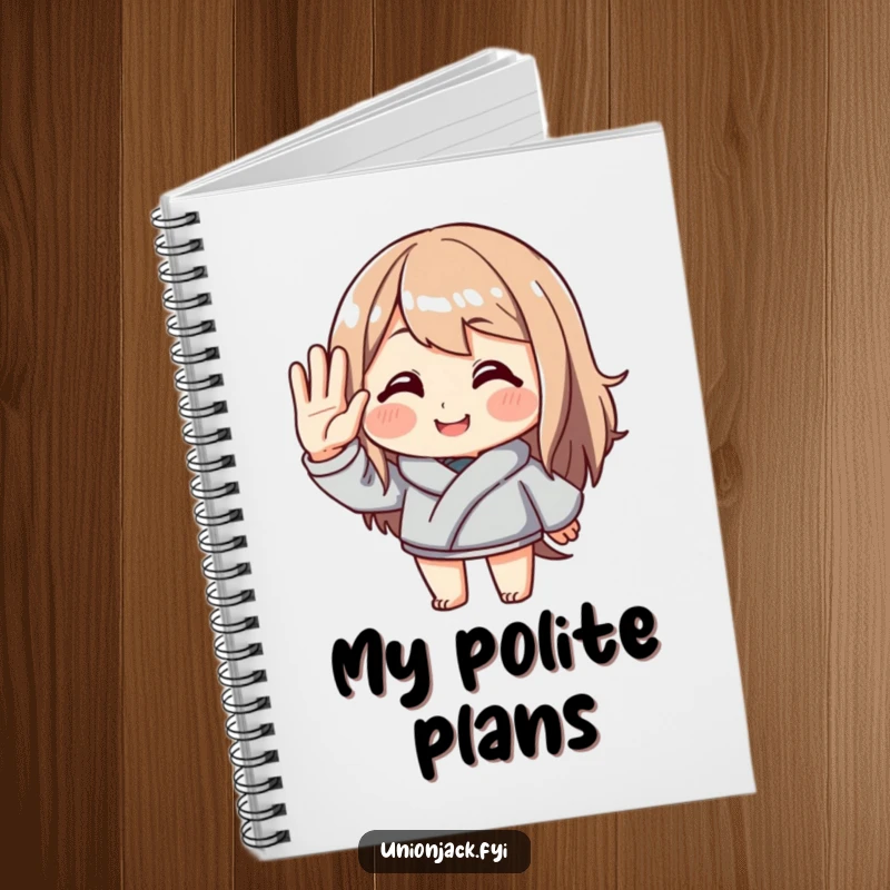 Funny notebook featuring a character offering an exaggerated, polite salute and a smile, inspiring thoughtful writing. Great for students, diarists, and note-takers.