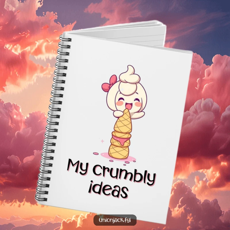 Funny Notebook: Character giggling while balancing a tower of scones, perfect for jotting down recipes or daily thoughts with humor.