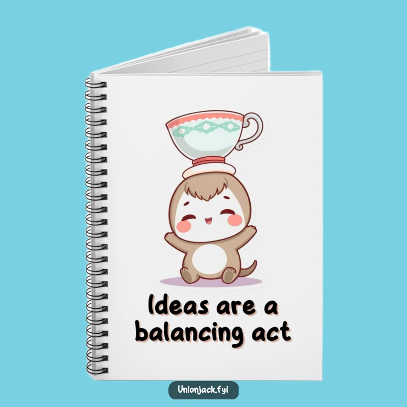 Funny Teacup Head Balance Notebook - Jot Down Ideas with Humor