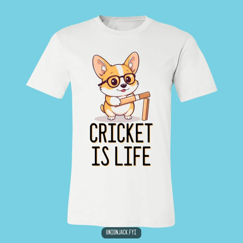 Funny Corgi Cricket Tee - Dapper Dog's Hilarious Sports Shirt Gift!