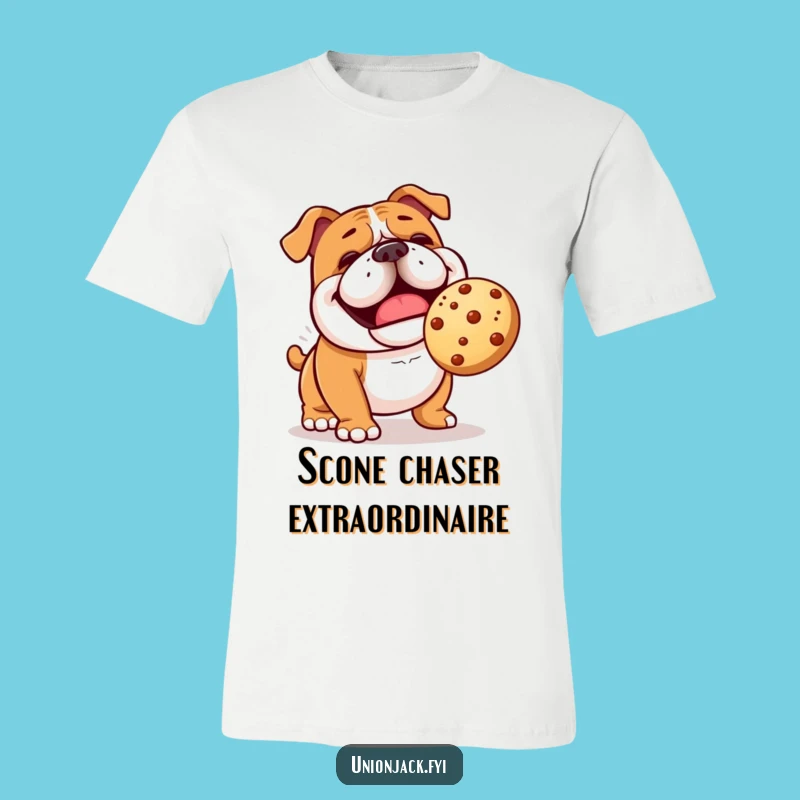 Funny Bulldog Fetching Scone T-Shirt - Adorable Dog Tee