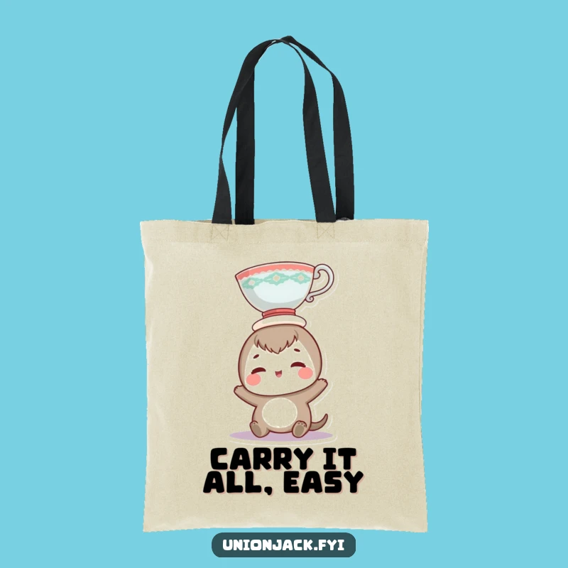 Funny Teacup Head Balance Tote Bag - Practical & Hilarious Gift Accessory