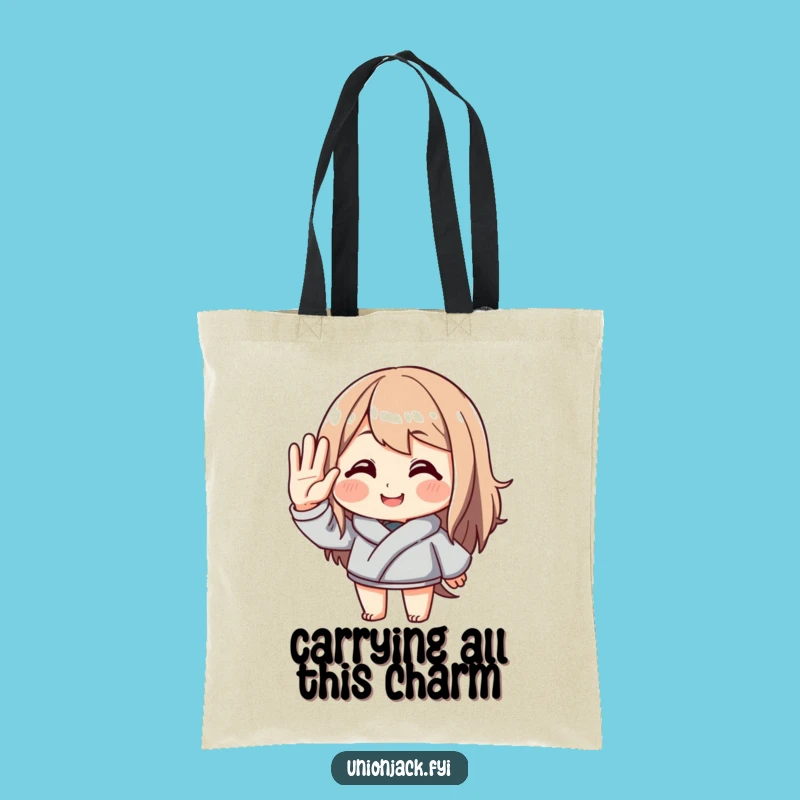 Funny Saluting Character Tote Bag - Polite Smile Carryall, Practical Funny Gift