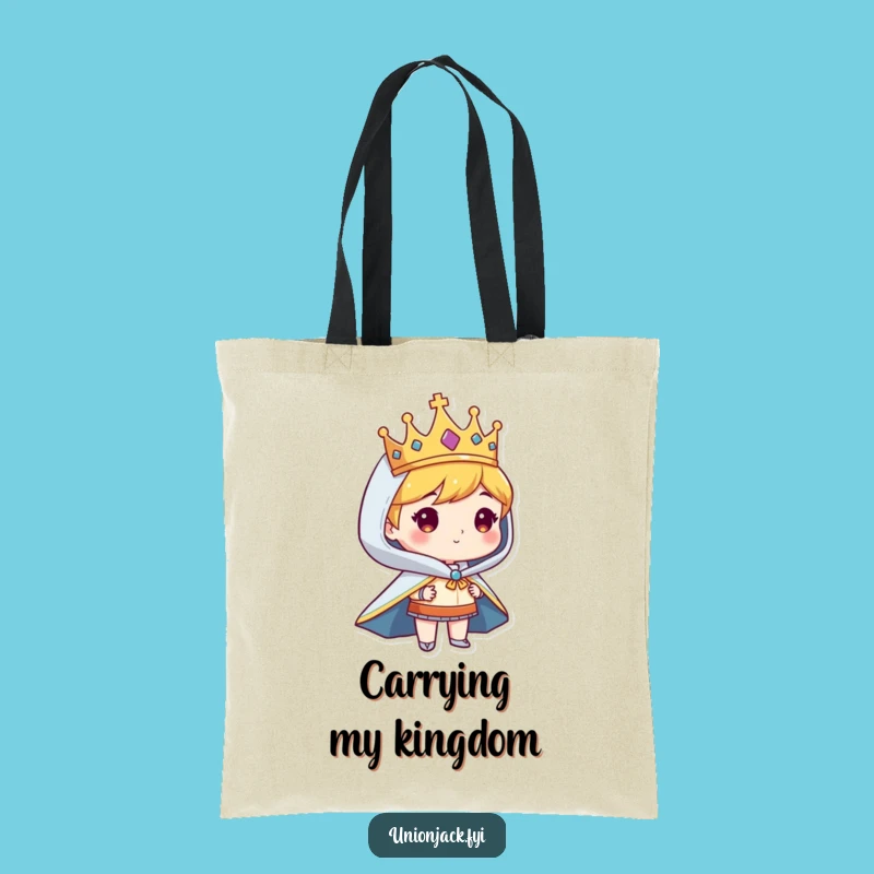 Funny Regal Character Tote Bag: Durable Crowned Carryall Gift