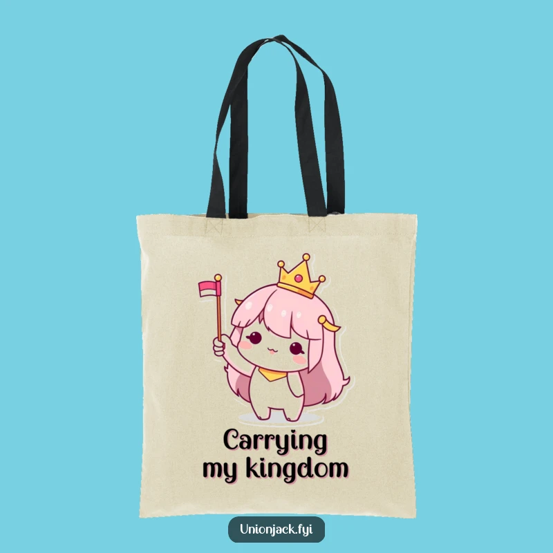 Funny Crown Tote Bag: Character's Royal Wave - Carry Your Essentials with Regal Flair, Great Funny Gift