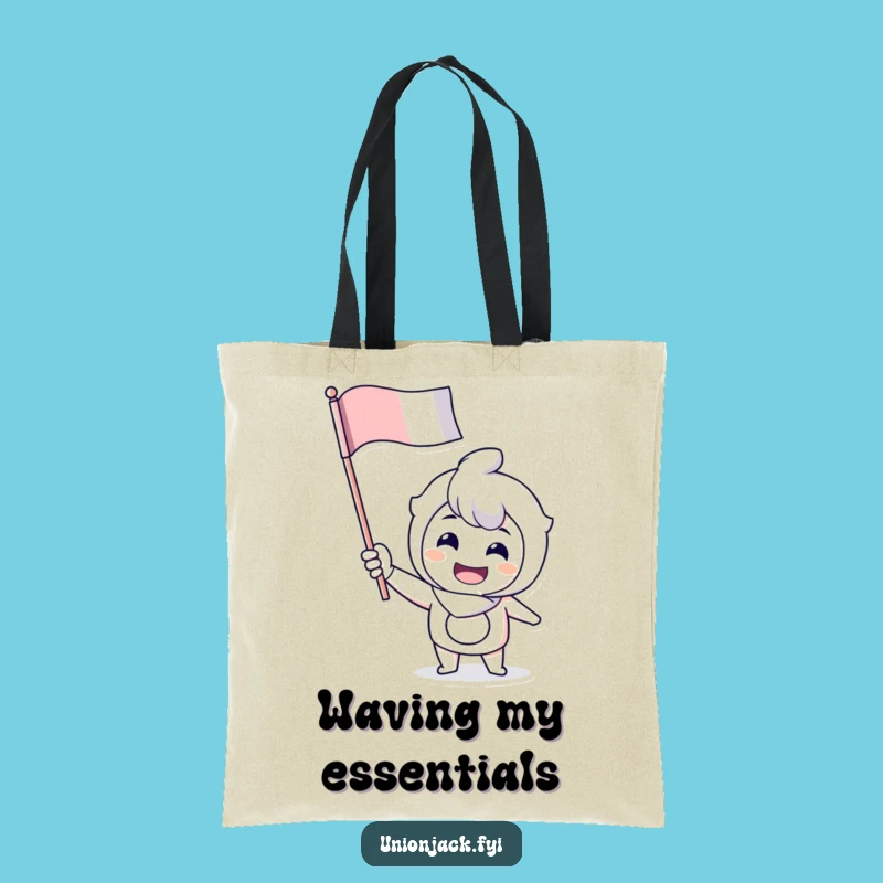 Funny Waving Flag Tote Bag: Cheerful Grin Bag for Spirited Errands